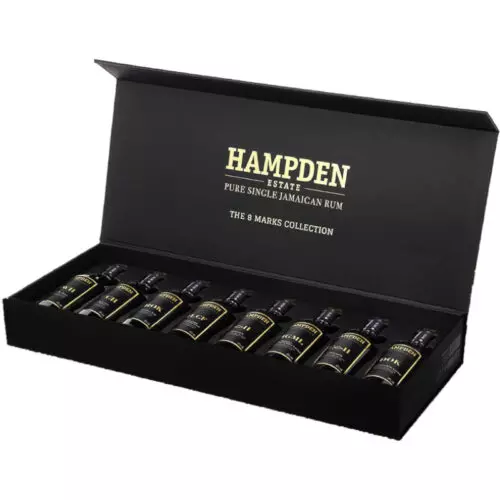 De Hampden collection box bevat 8 stijlen rum van Hampden uit Jamaica