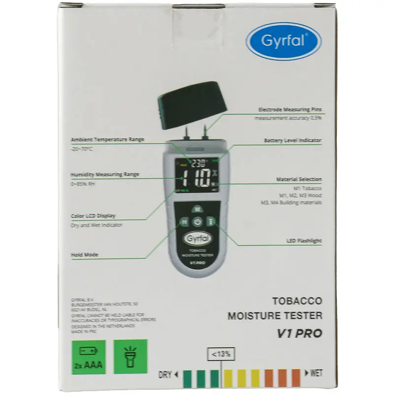 Tabaksvochtigheidsmeter Gyrfal V1 pro
