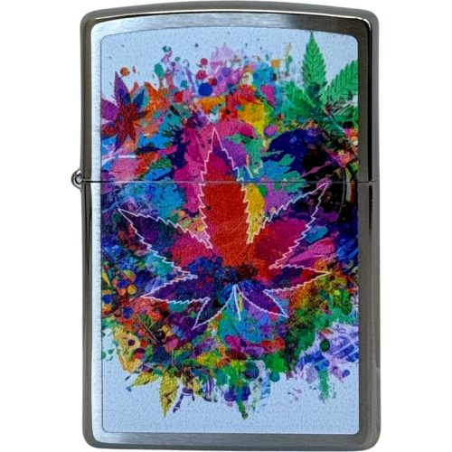 Zippo colourful cannabis leaf